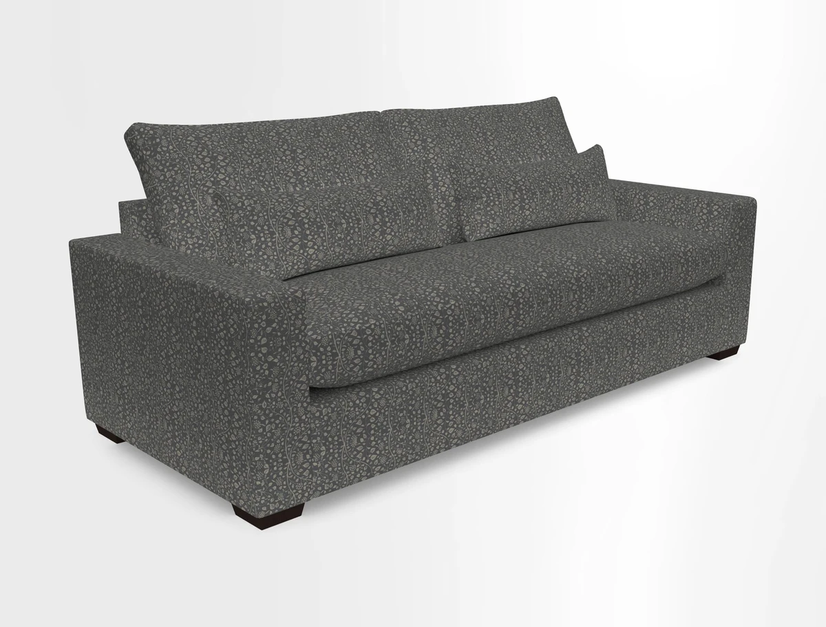 Linear 4 seater sofa in Harpers Bazaar Palette Studio Green with seat cushion in Linwood Romney Wool Forest
