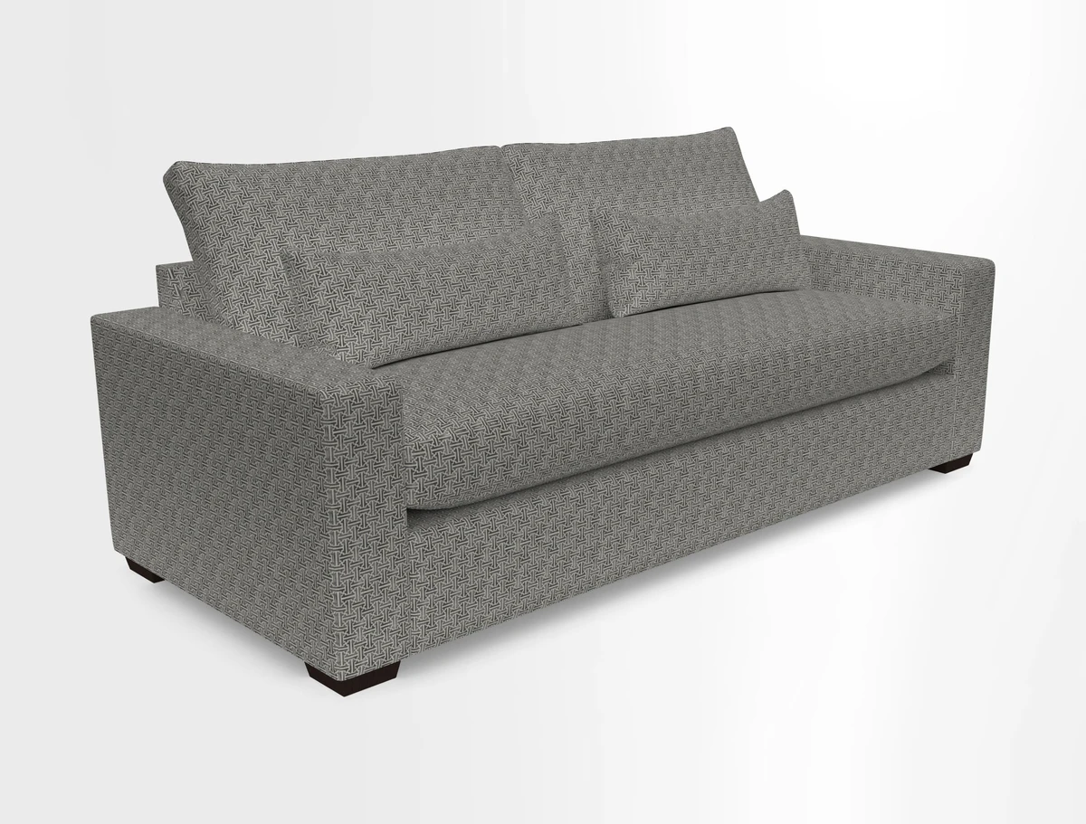 Linear 4 seater sofa in Harpers Bazaar Palette Studio Green with seat cushion in Linwood Romney Wool Forest