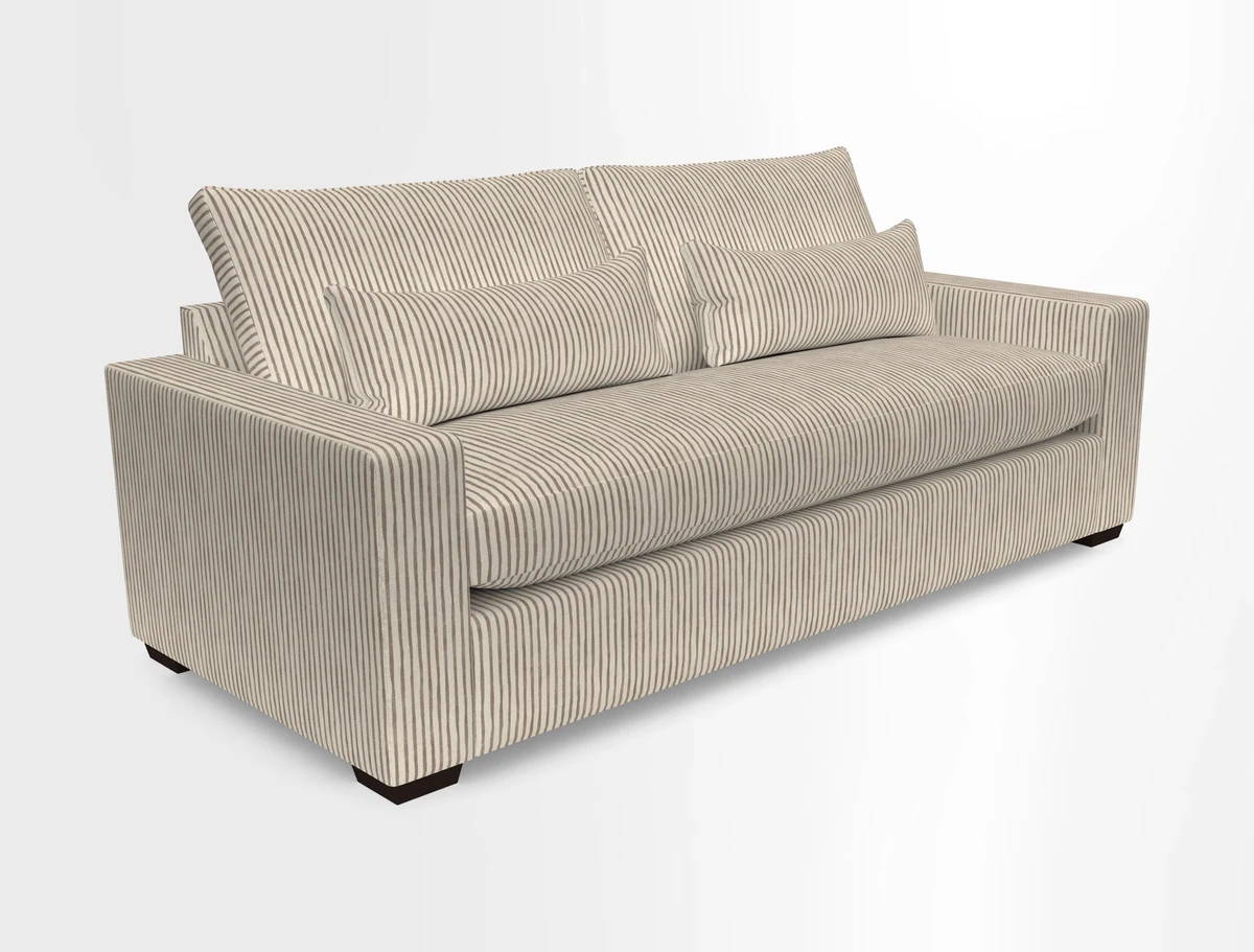 Linear 4 seater sofa in Harpers Bazaar Palette Studio Green with seat cushion in Linwood Romney Wool Forest