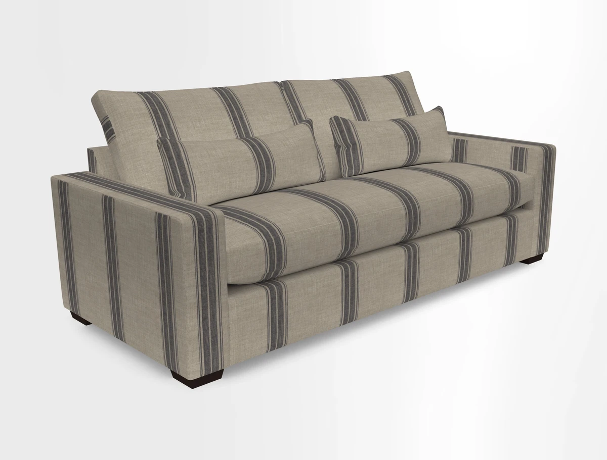 Linear 4 seater sofa in Harpers Bazaar Palette Studio Green with seat cushion in Linwood Romney Wool Forest