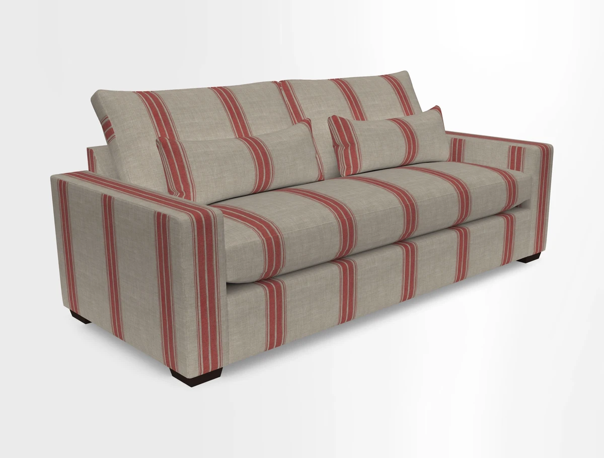 Linear 4 seater sofa in Harpers Bazaar Palette Studio Green with seat cushion in Linwood Romney Wool Forest