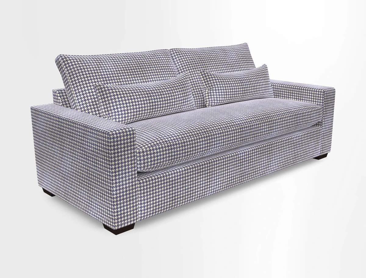 Linear 4 seater sofa in Harpers Bazaar Palette Studio Green with seat cushion in Linwood Romney Wool Forest