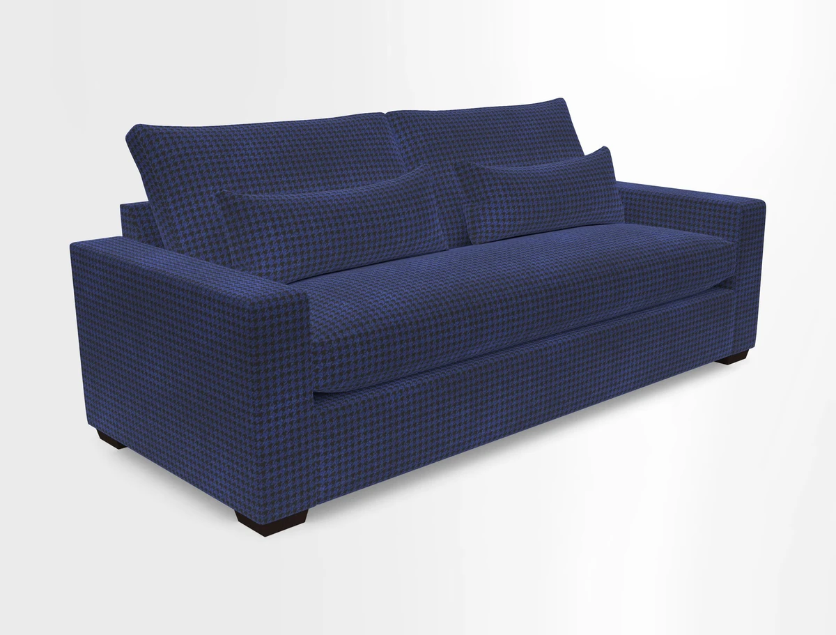 Linear 4 seater sofa in Harpers Bazaar Palette Studio Green with seat cushion in Linwood Romney Wool Forest