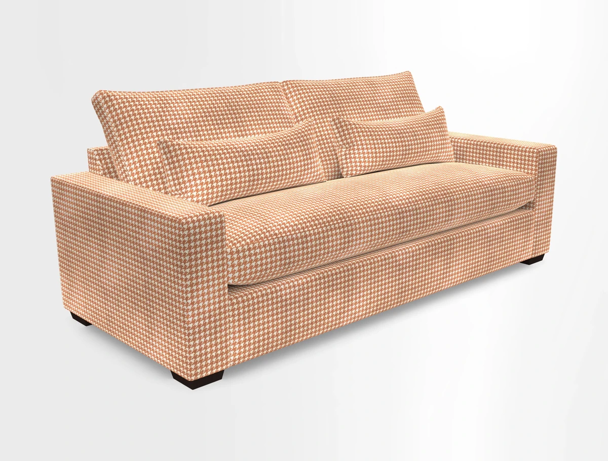 Linear 4 seater sofa in Harpers Bazaar Palette Studio Green with seat cushion in Linwood Romney Wool Forest