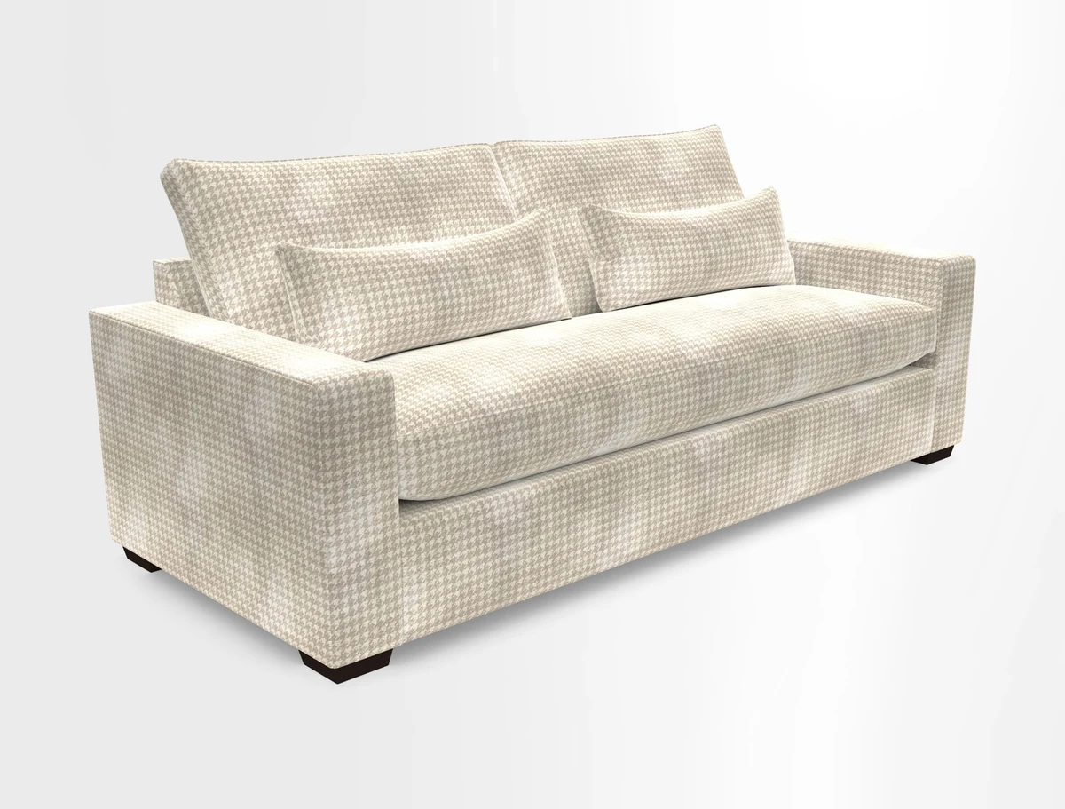 Linear 4 seater sofa in Harpers Bazaar Palette Studio Green with seat cushion in Linwood Romney Wool Forest