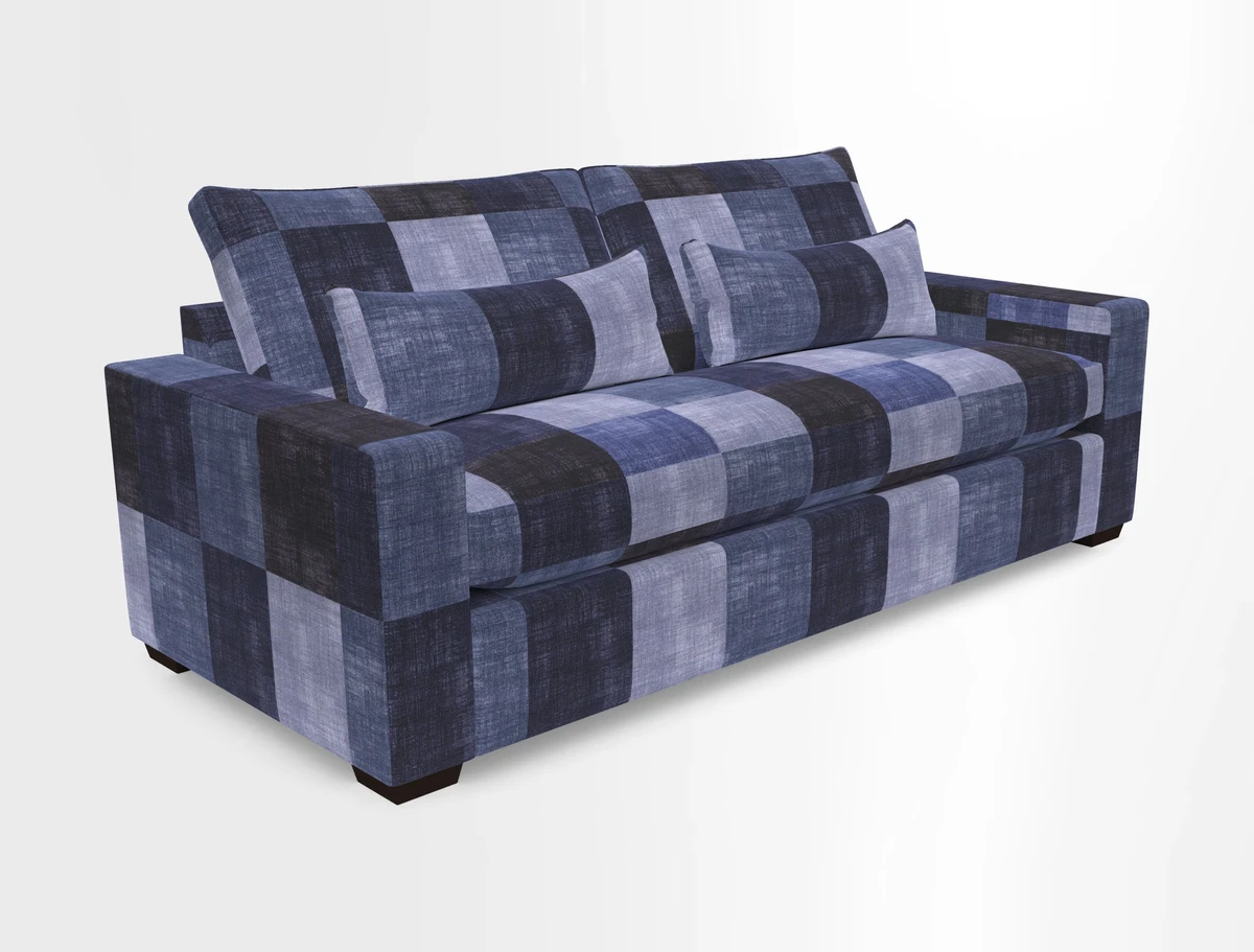 Linear 4 seater sofa in Harpers Bazaar Palette Studio Green with seat cushion in Linwood Romney Wool Forest