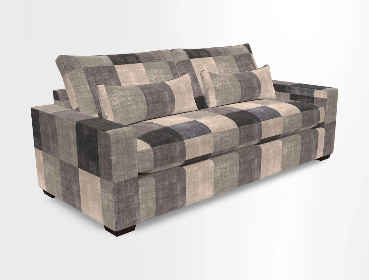 Linear 4 seater sofa in Harpers Bazaar Palette Studio Green with seat cushion in Linwood Romney Wool Forest