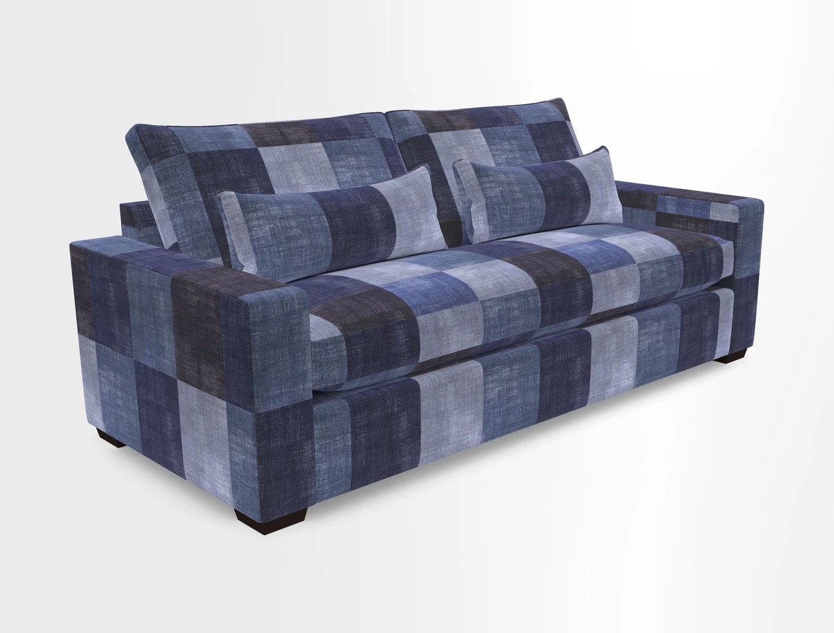 Linear 4 seater sofa in Harpers Bazaar Palette Studio Green with seat cushion in Linwood Romney Wool Forest
