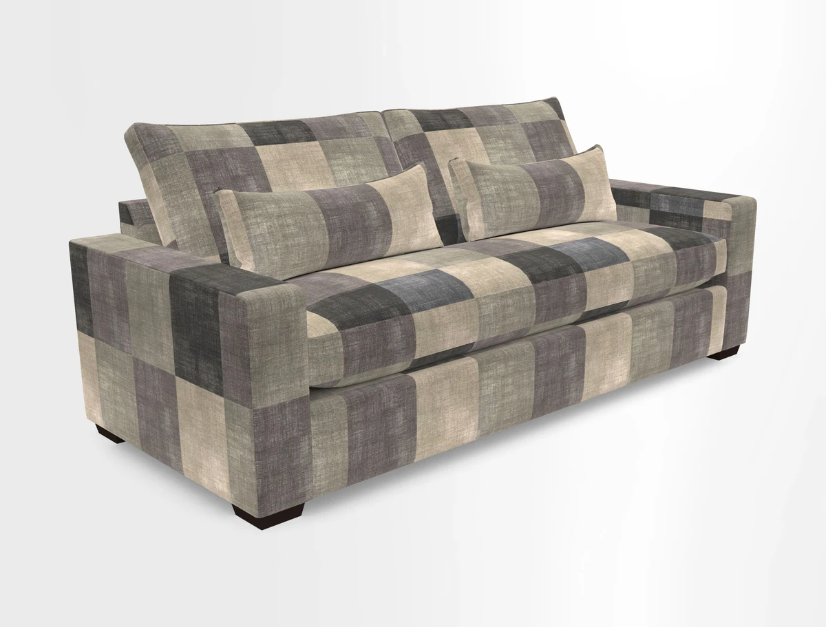 Linear 4 seater sofa in Harpers Bazaar Palette Studio Green with seat cushion in Linwood Romney Wool Forest