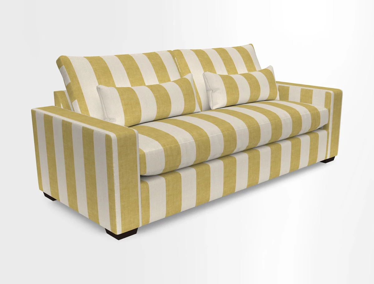 Linear 4 seater sofa in Harpers Bazaar Palette Studio Green with seat cushion in Linwood Romney Wool Forest
