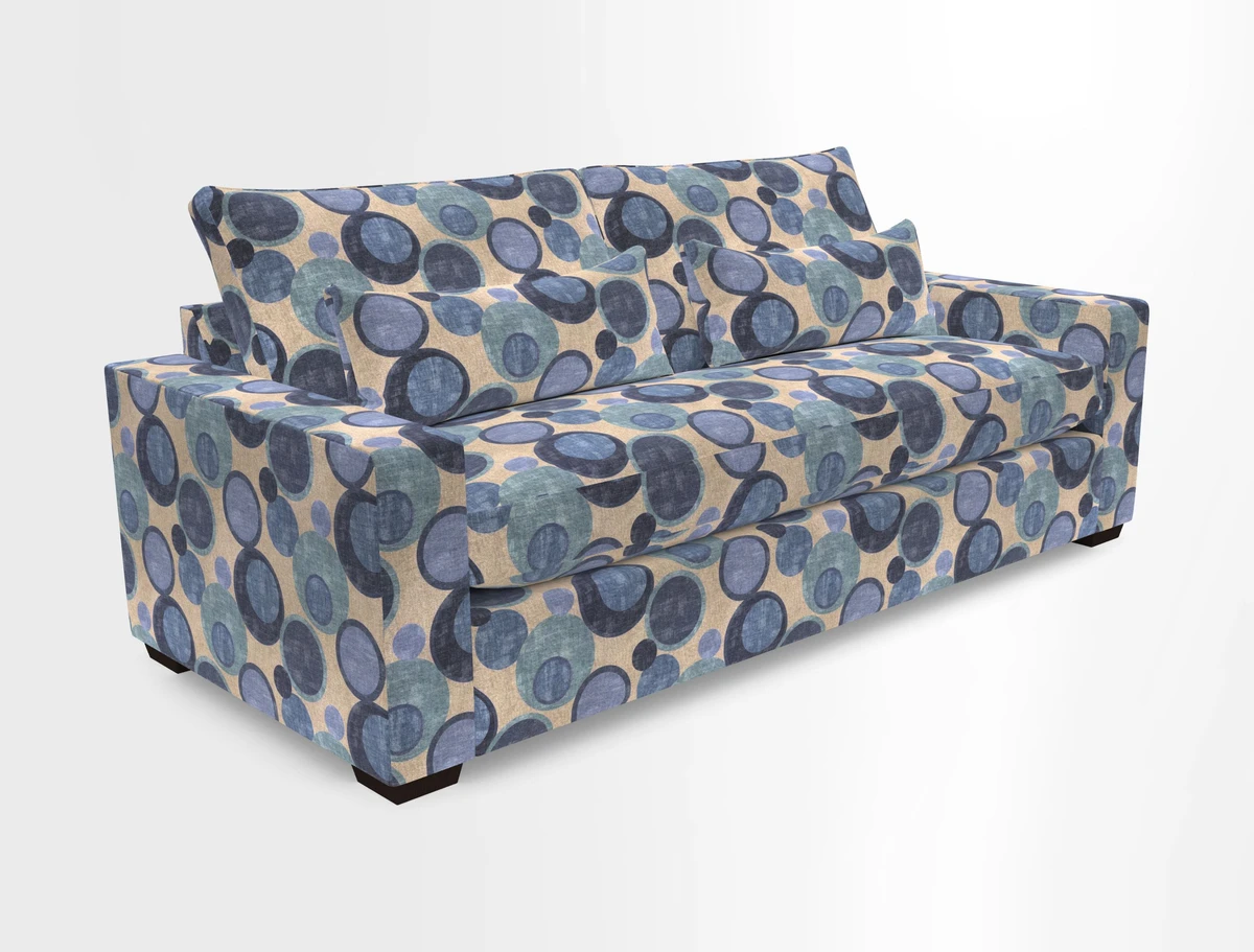 Linear 4 seater sofa in Harpers Bazaar Palette Studio Green with seat cushion in Linwood Romney Wool Forest