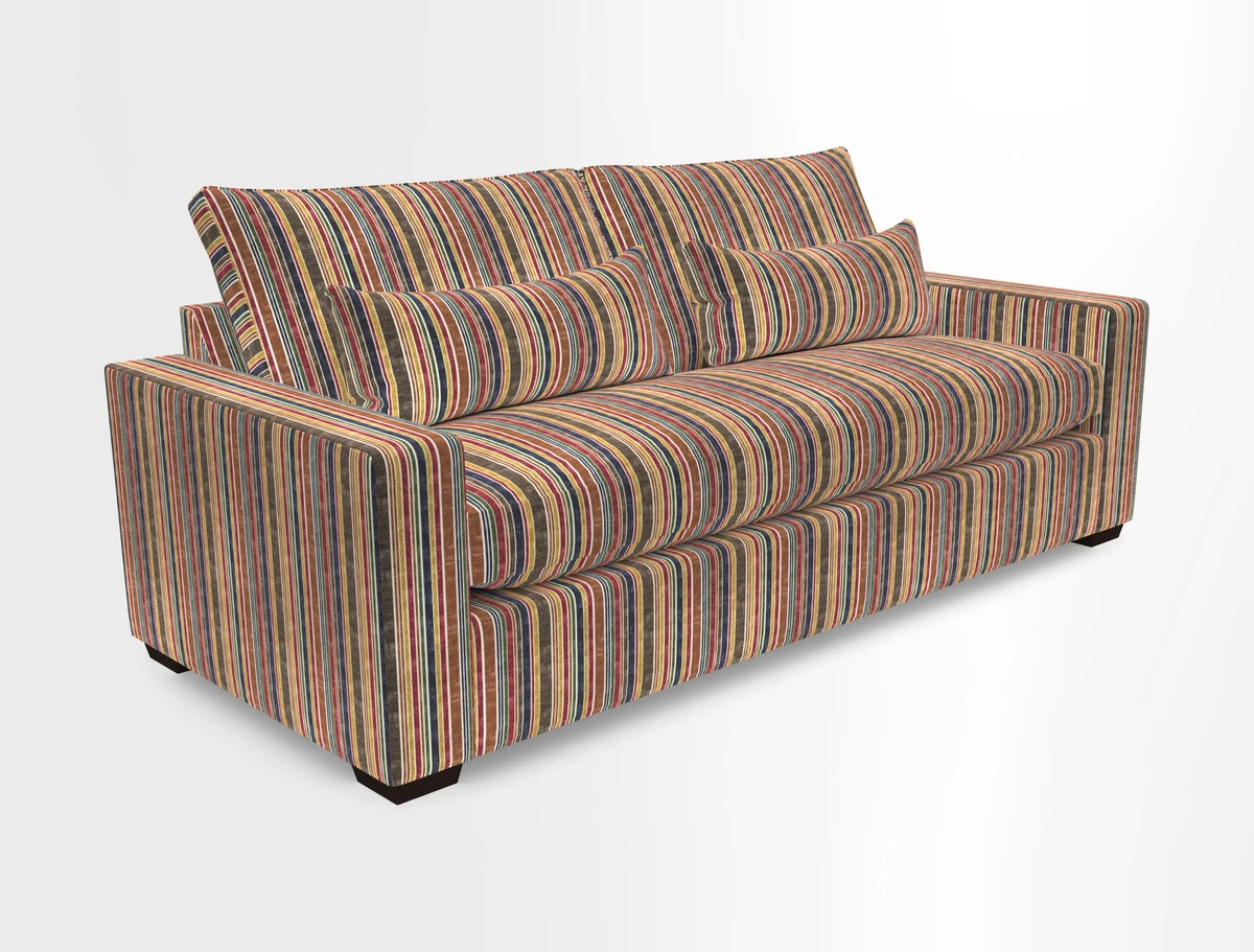 Linear 4 seater sofa in Harpers Bazaar Palette Studio Green with seat cushion in Linwood Romney Wool Forest