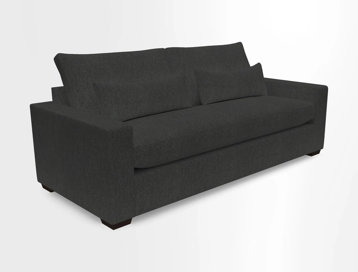 Linear 4 seater sofa in Harpers Bazaar Palette Studio Green with seat cushion in Linwood Romney Wool Forest