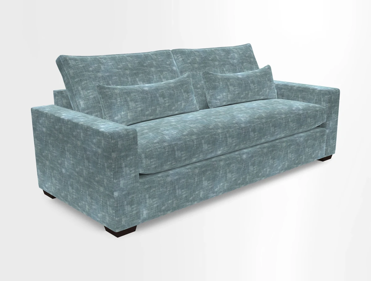 Linear 4 seater sofa in Harpers Bazaar Palette Studio Green with seat cushion in Linwood Romney Wool Forest