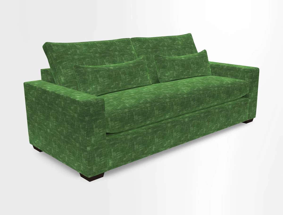 Linear 4 seater sofa in Harpers Bazaar Palette Studio Green with seat cushion in Linwood Romney Wool Forest