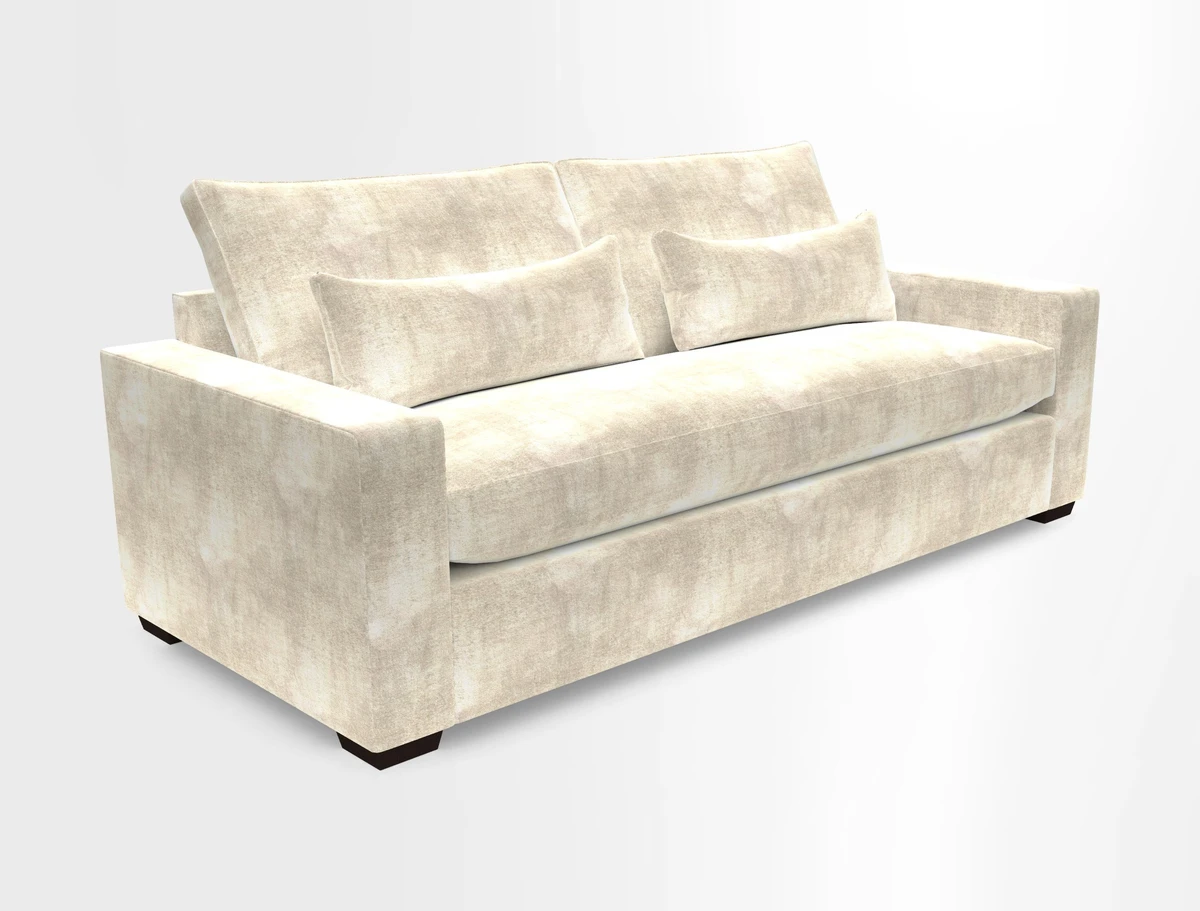 Linear 4 seater sofa in Harpers Bazaar Palette Studio Green with seat cushion in Linwood Romney Wool Forest