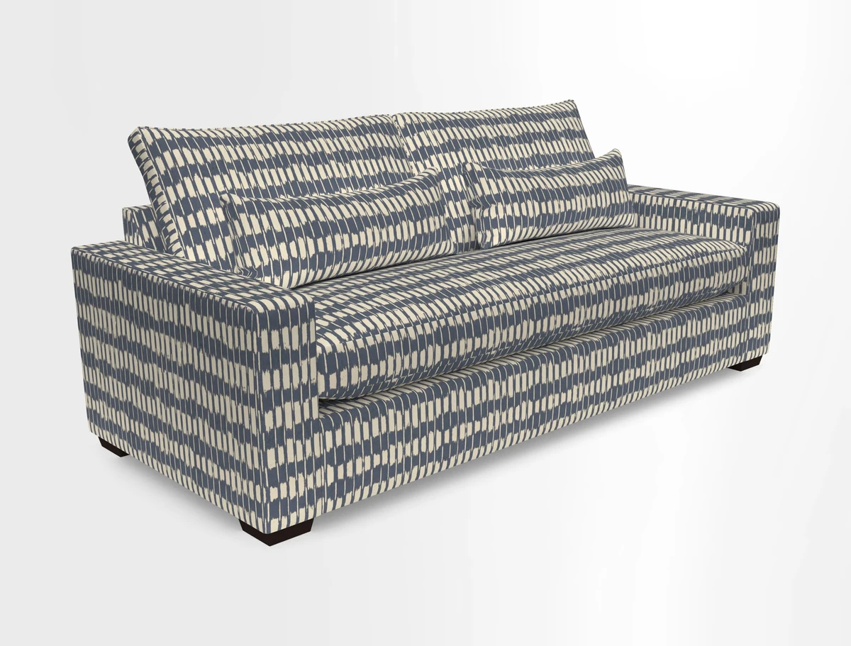Linear 4 seater sofa in Harpers Bazaar Palette Studio Green with seat cushion in Linwood Romney Wool Forest