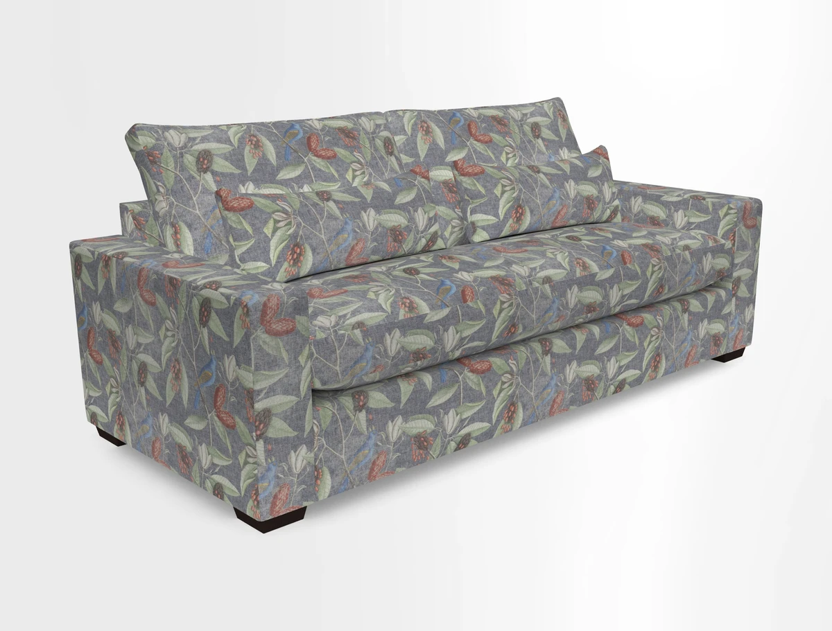 Linear 4 seater sofa in Harpers Bazaar Palette Studio Green with seat cushion in Linwood Romney Wool Forest