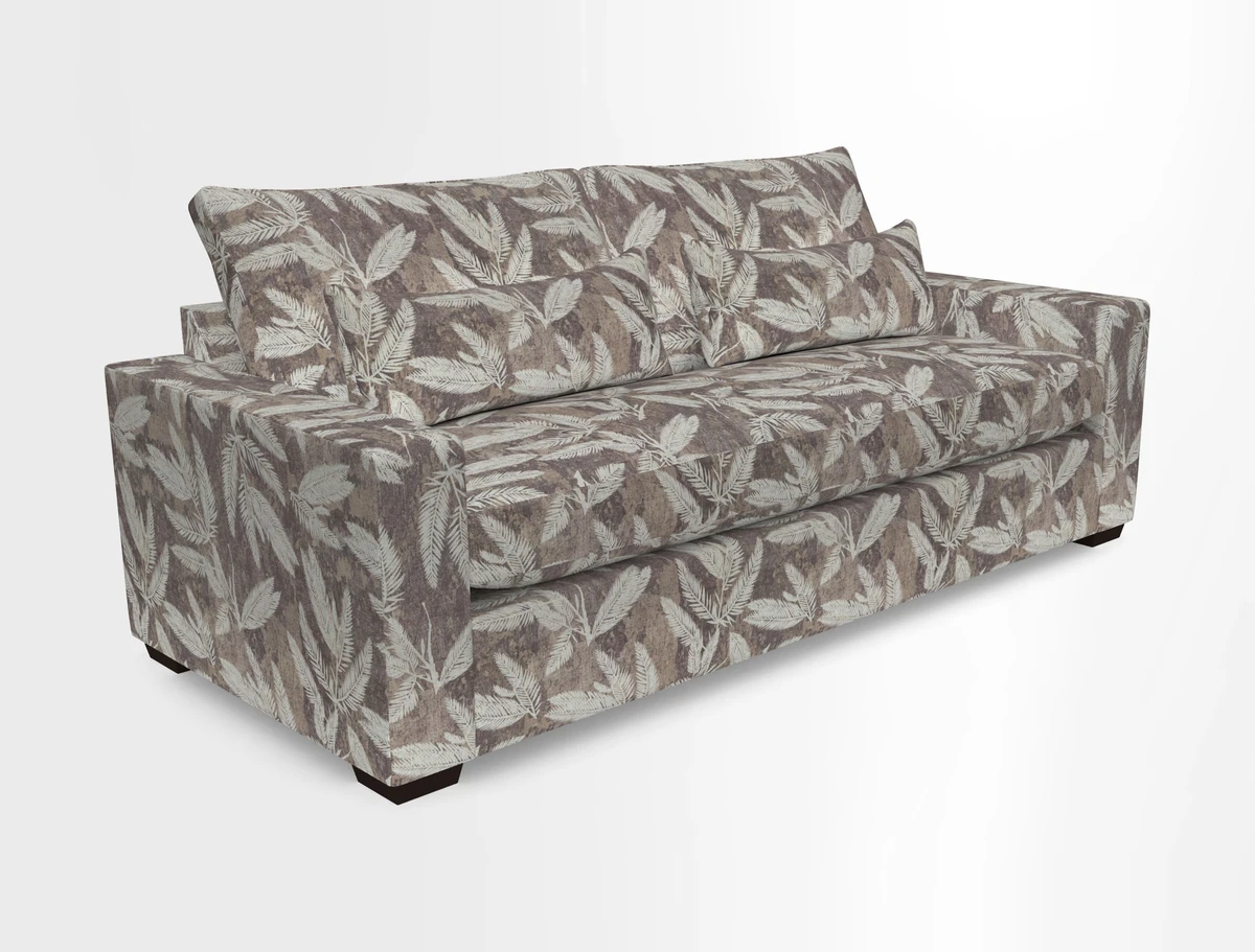 Linear 4 seater sofa in Harpers Bazaar Palette Studio Green with seat cushion in Linwood Romney Wool Forest