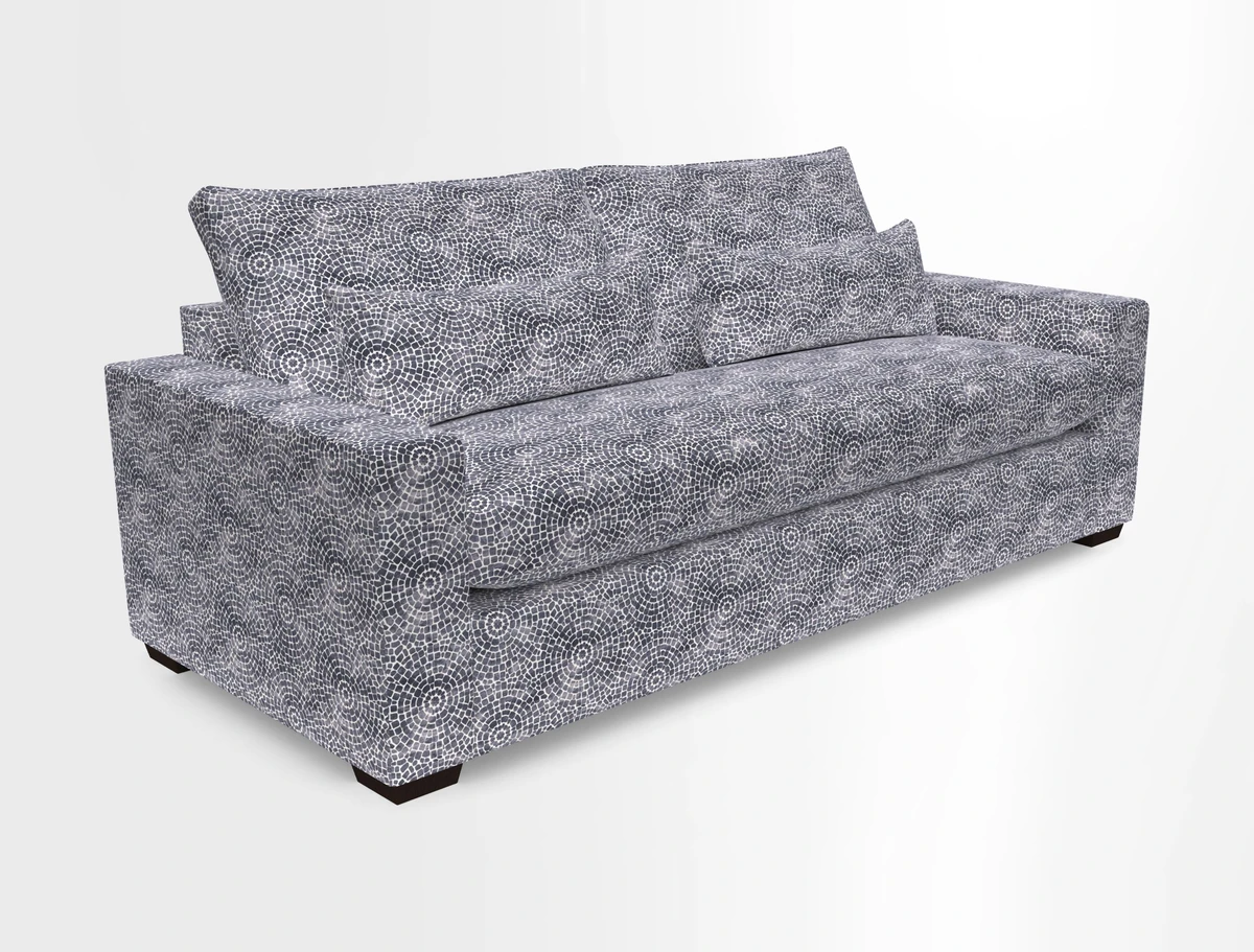Linear 4 seater sofa in Harpers Bazaar Palette Studio Green with seat cushion in Linwood Romney Wool Forest
