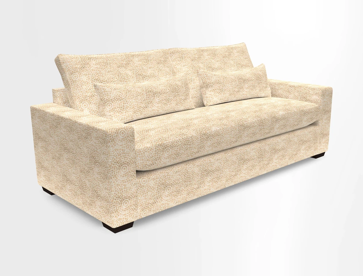 Linear 4 seater sofa in Harpers Bazaar Palette Studio Green with seat cushion in Linwood Romney Wool Forest