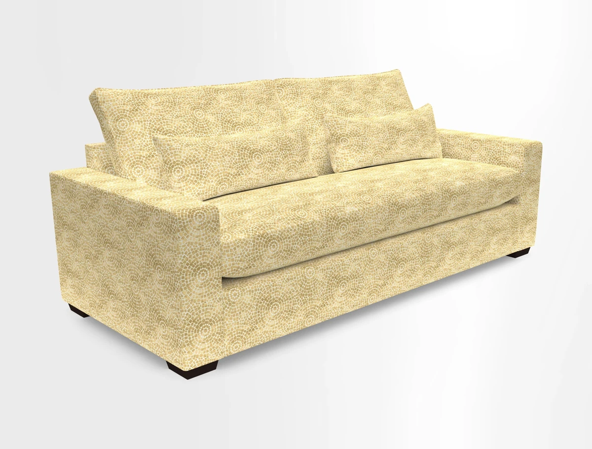 Linear 4 seater sofa in Harpers Bazaar Palette Studio Green with seat cushion in Linwood Romney Wool Forest