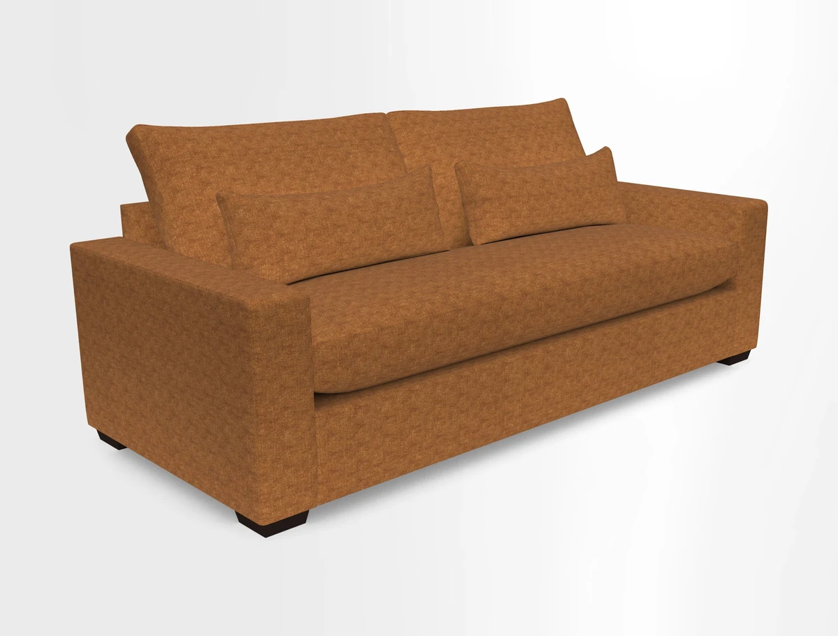 Linear 4 seater sofa in Harpers Bazaar Palette Studio Green with seat cushion in Linwood Romney Wool Forest