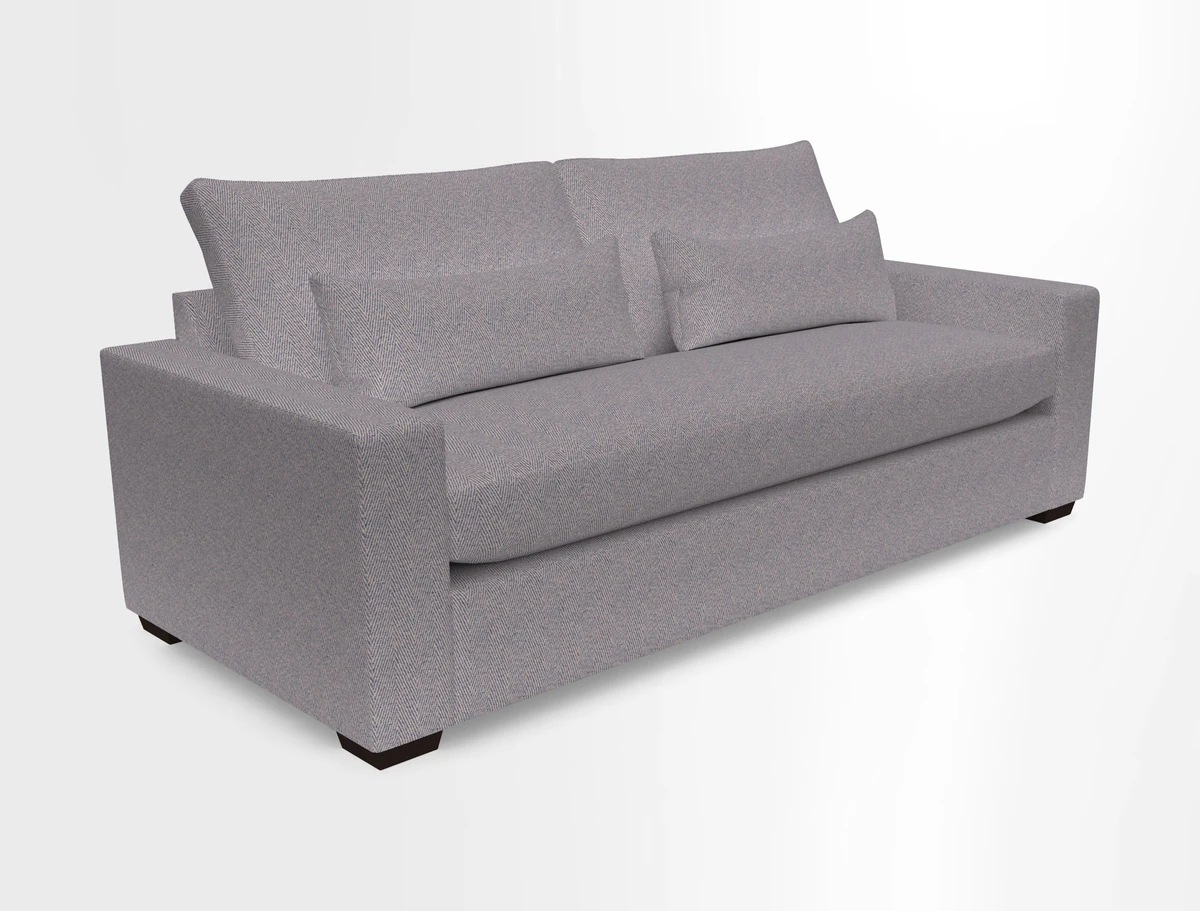 Linear 4 seater sofa in Harpers Bazaar Palette Studio Green with seat cushion in Linwood Romney Wool Forest