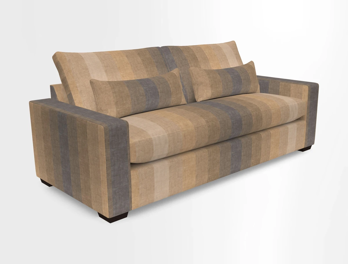 Linear 4 seater sofa in Harpers Bazaar Palette Studio Green with seat cushion in Linwood Romney Wool Forest