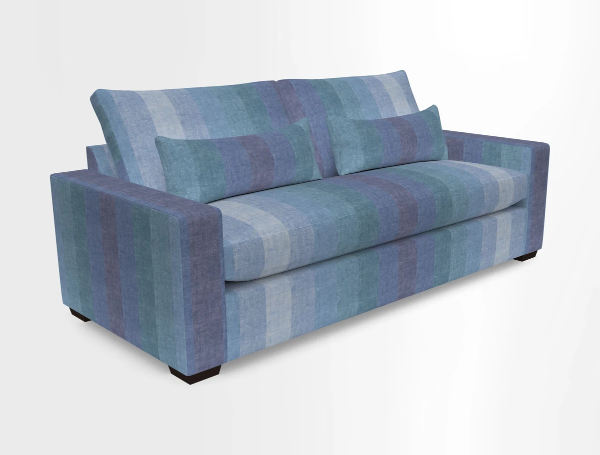 Linear 4 seater sofa in Harpers Bazaar Palette Studio Green with seat cushion in Linwood Romney Wool Forest
