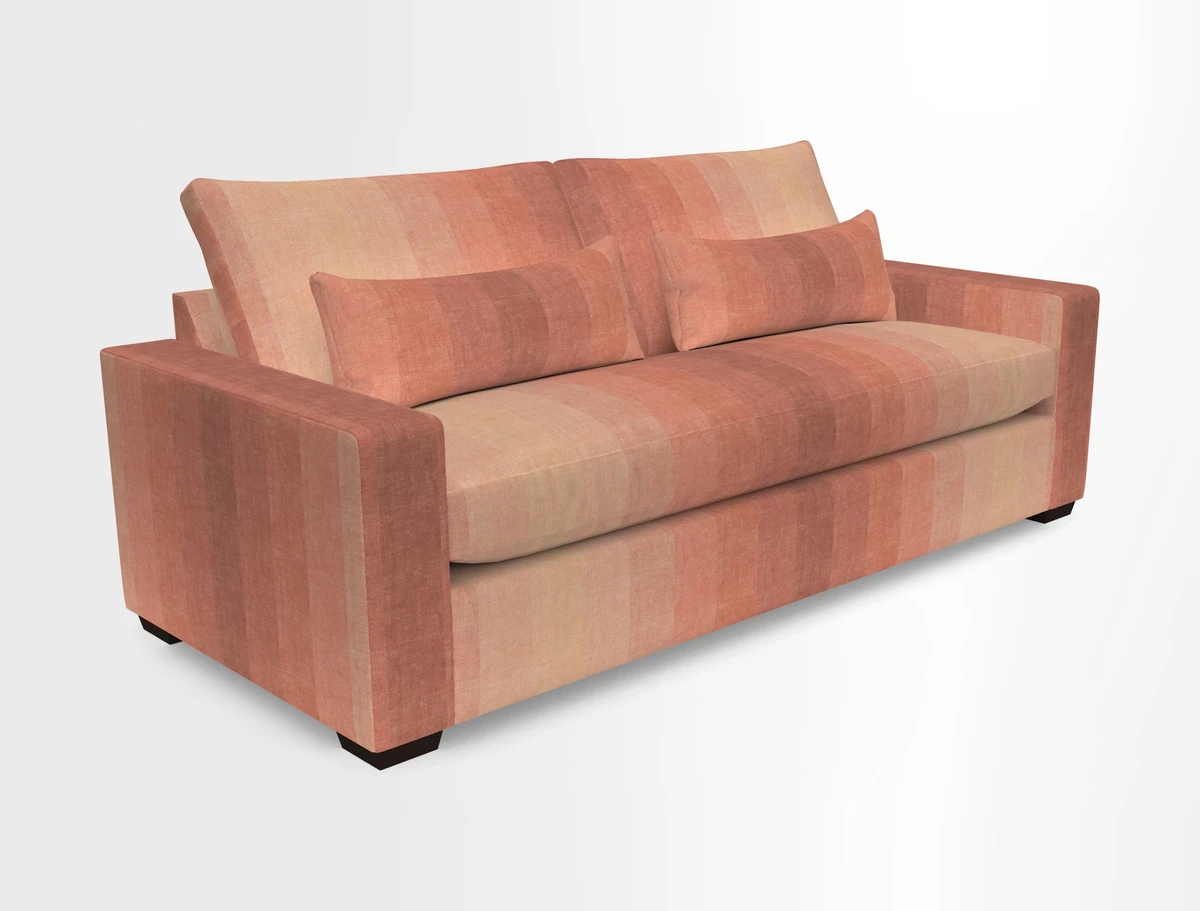 Linear 4 seater sofa in Harpers Bazaar Palette Studio Green with seat cushion in Linwood Romney Wool Forest