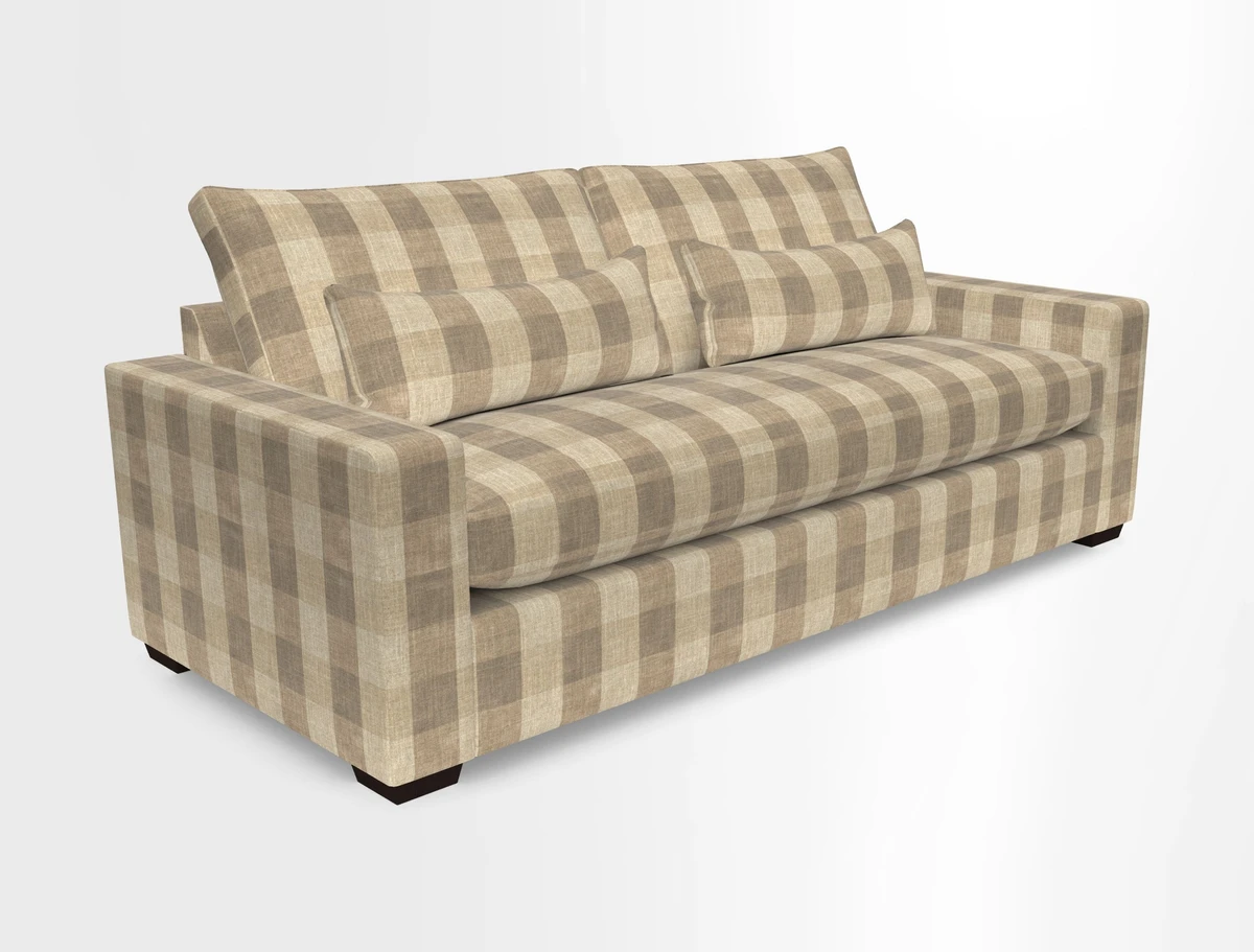 Linear 4 seater sofa in Harpers Bazaar Palette Studio Green with seat cushion in Linwood Romney Wool Forest