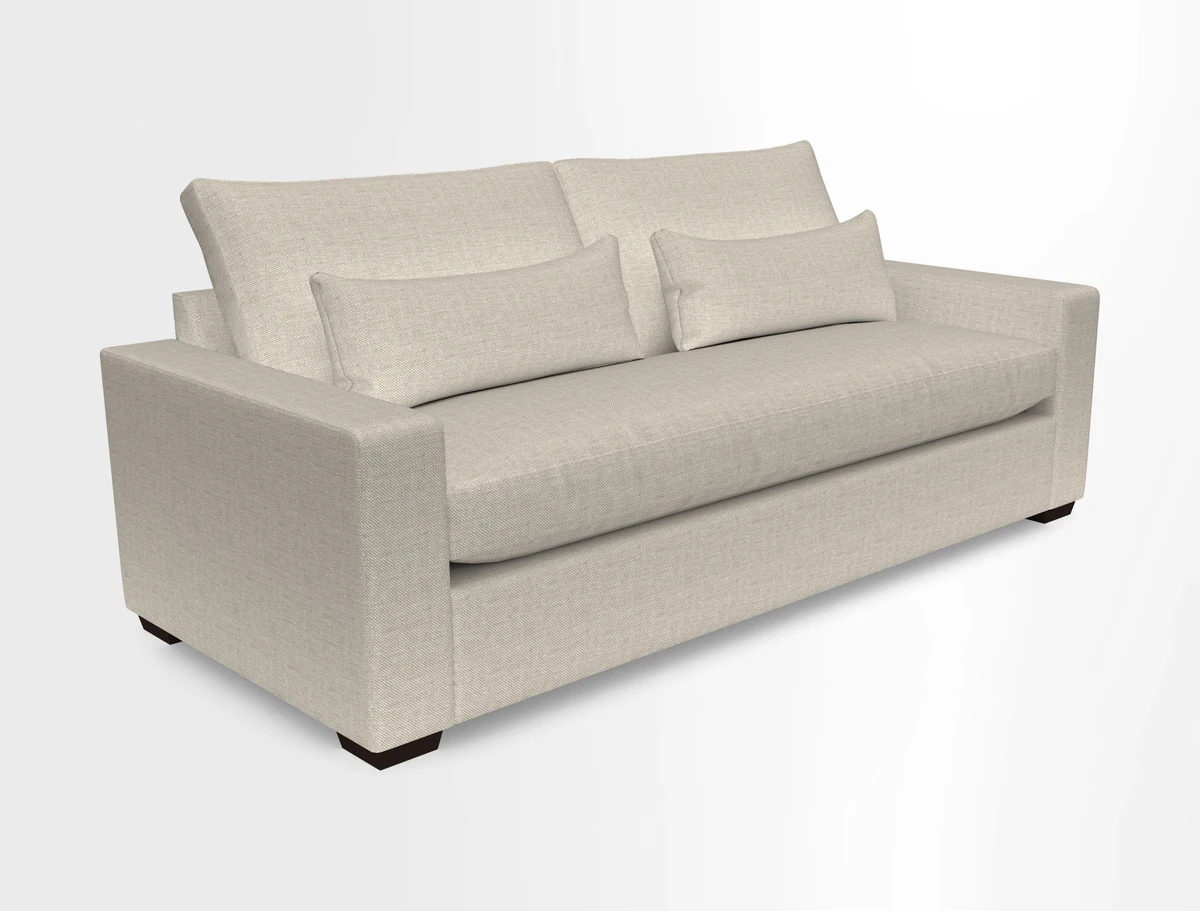 Linear 4 seater sofa in Harpers Bazaar Palette Studio Green with seat cushion in Linwood Romney Wool Forest