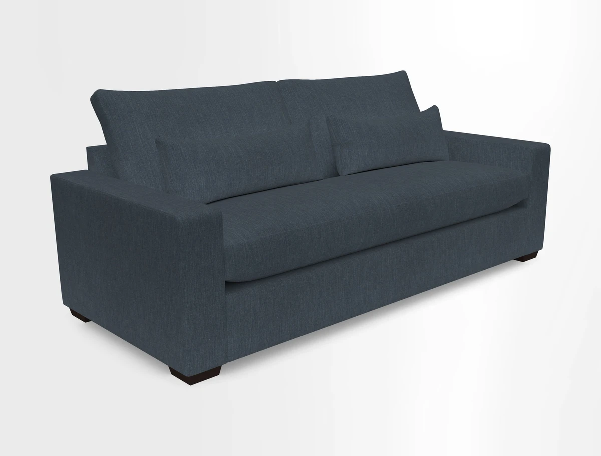 Linear 4 seater sofa in Harpers Bazaar Palette Studio Green with seat cushion in Linwood Romney Wool Forest