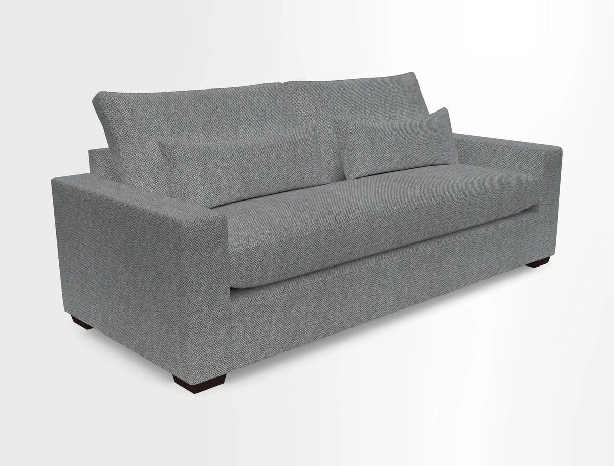 Linear 4 seater sofa in Harpers Bazaar Palette Studio Green with seat cushion in Linwood Romney Wool Forest