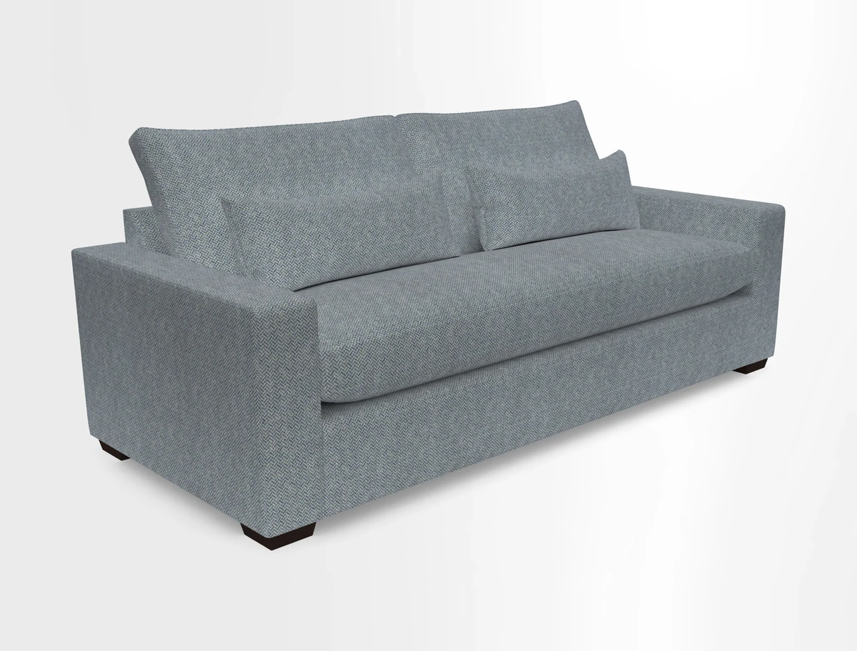 Linear 4 seater sofa in Harpers Bazaar Palette Studio Green with seat cushion in Linwood Romney Wool Forest