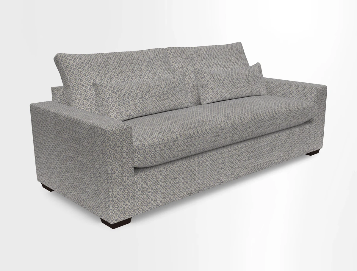 Linear 4 seater sofa in Harpers Bazaar Palette Studio Green with seat cushion in Linwood Romney Wool Forest