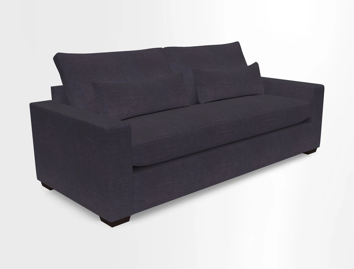 Linear 4 seater sofa in Harpers Bazaar Palette Studio Green with seat cushion in Linwood Romney Wool Forest