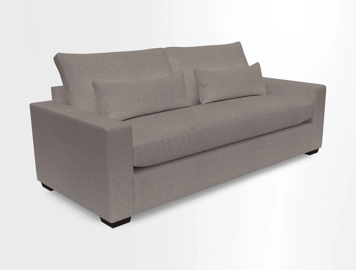 Linear 4 seater sofa in Harpers Bazaar Palette Studio Green with seat cushion in Linwood Romney Wool Forest