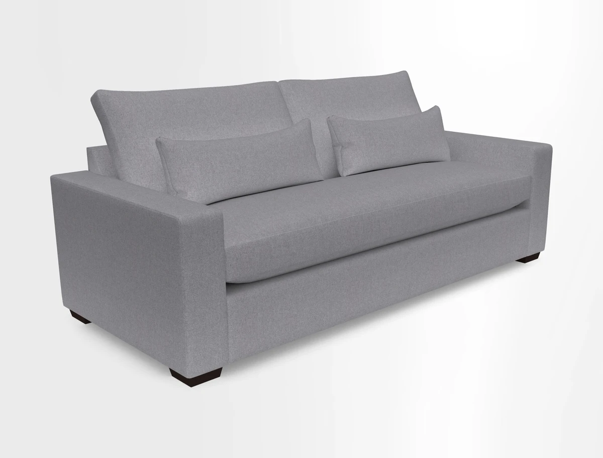 Linear 4 seater sofa in Harpers Bazaar Palette Studio Green with seat cushion in Linwood Romney Wool Forest