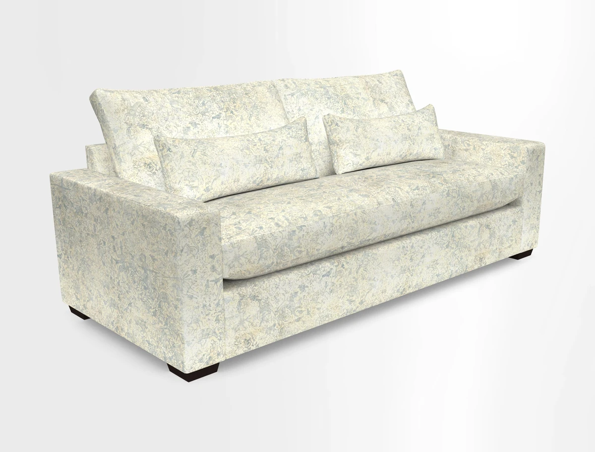 Linear 4 seater sofa in Harpers Bazaar Palette Studio Green with seat cushion in Linwood Romney Wool Forest