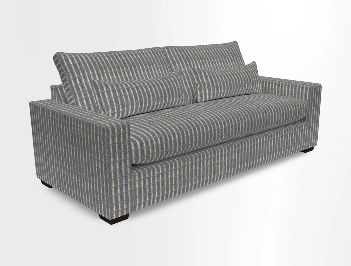 Linear 4 seater sofa in Harpers Bazaar Palette Studio Green with seat cushion in Linwood Romney Wool Forest