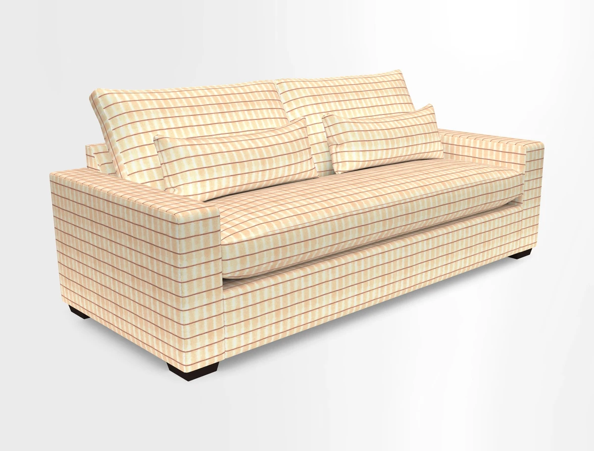 Linear 4 seater sofa in Harpers Bazaar Palette Studio Green with seat cushion in Linwood Romney Wool Forest