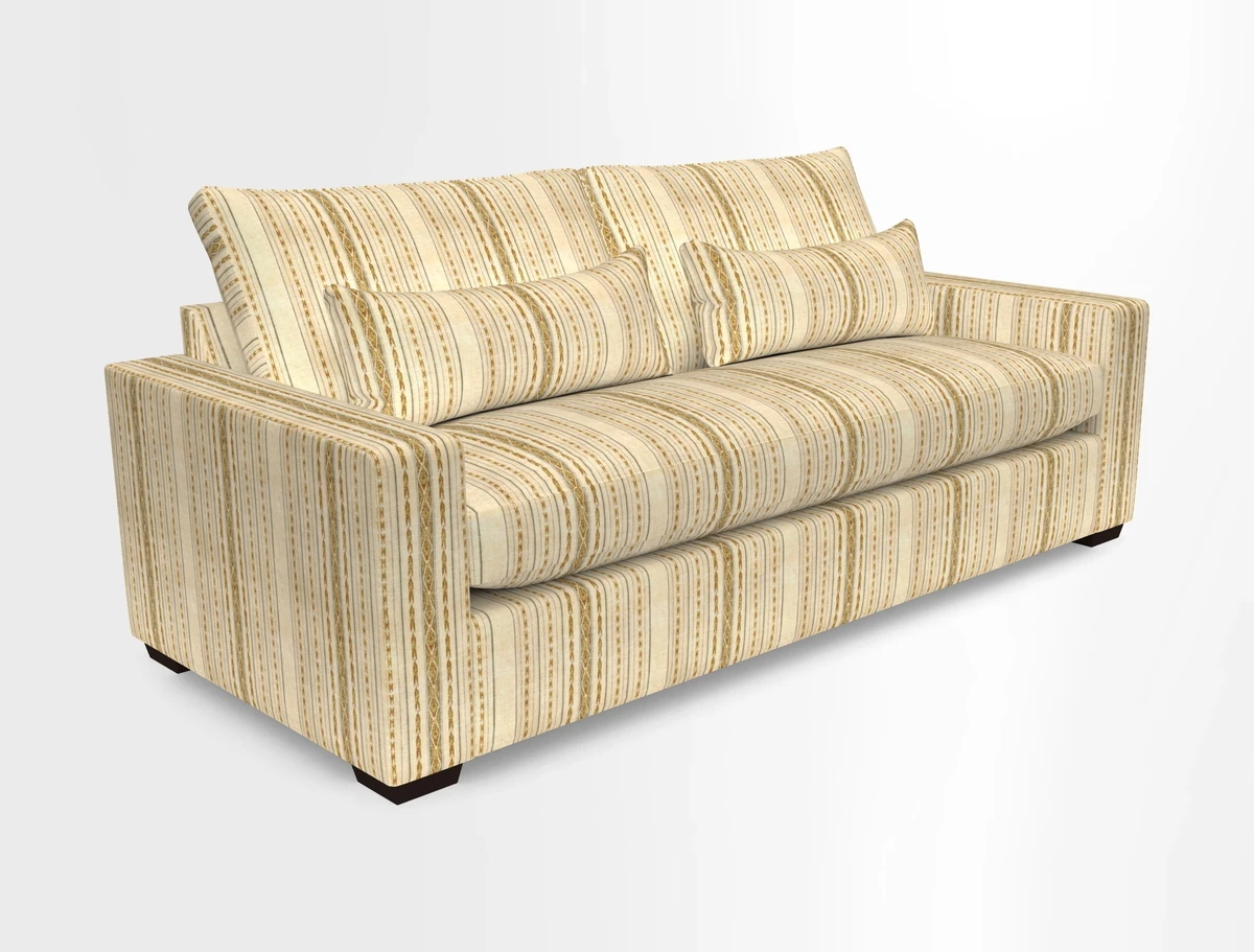 Linear 4 seater sofa in Harpers Bazaar Palette Studio Green with seat cushion in Linwood Romney Wool Forest