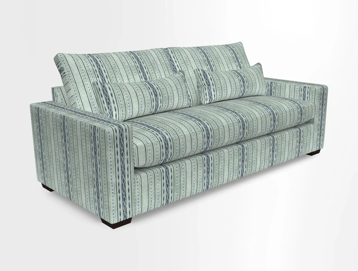 Linear 4 seater sofa in Harpers Bazaar Palette Studio Green with seat cushion in Linwood Romney Wool Forest