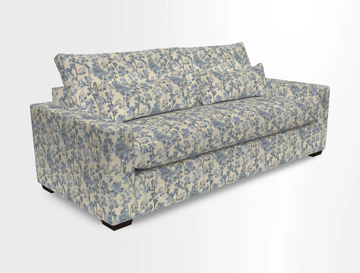 Linear 4 seater sofa in Harpers Bazaar Palette Studio Green with seat cushion in Linwood Romney Wool Forest