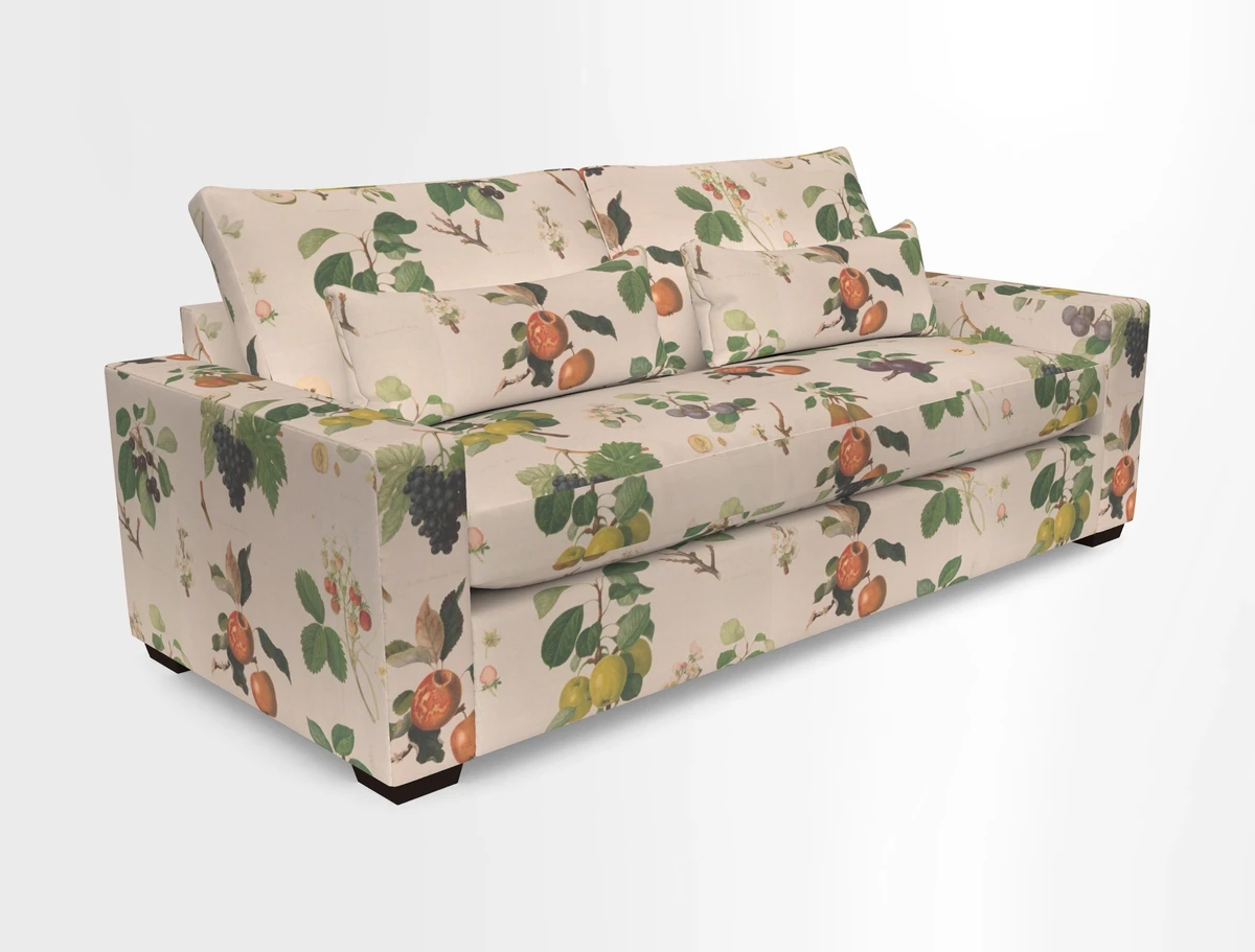 Linear 4 seater sofa in Harpers Bazaar Palette Studio Green with seat cushion in Linwood Romney Wool Forest