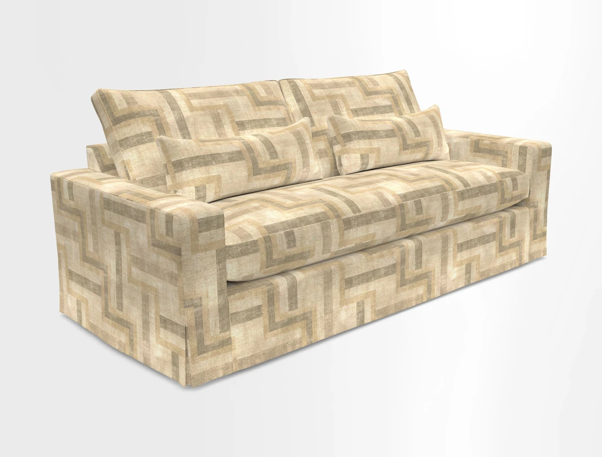 Linear 4 seater sofa in Harpers Bazaar Palette Studio Green with seat cushion in Linwood Romney Wool Forest