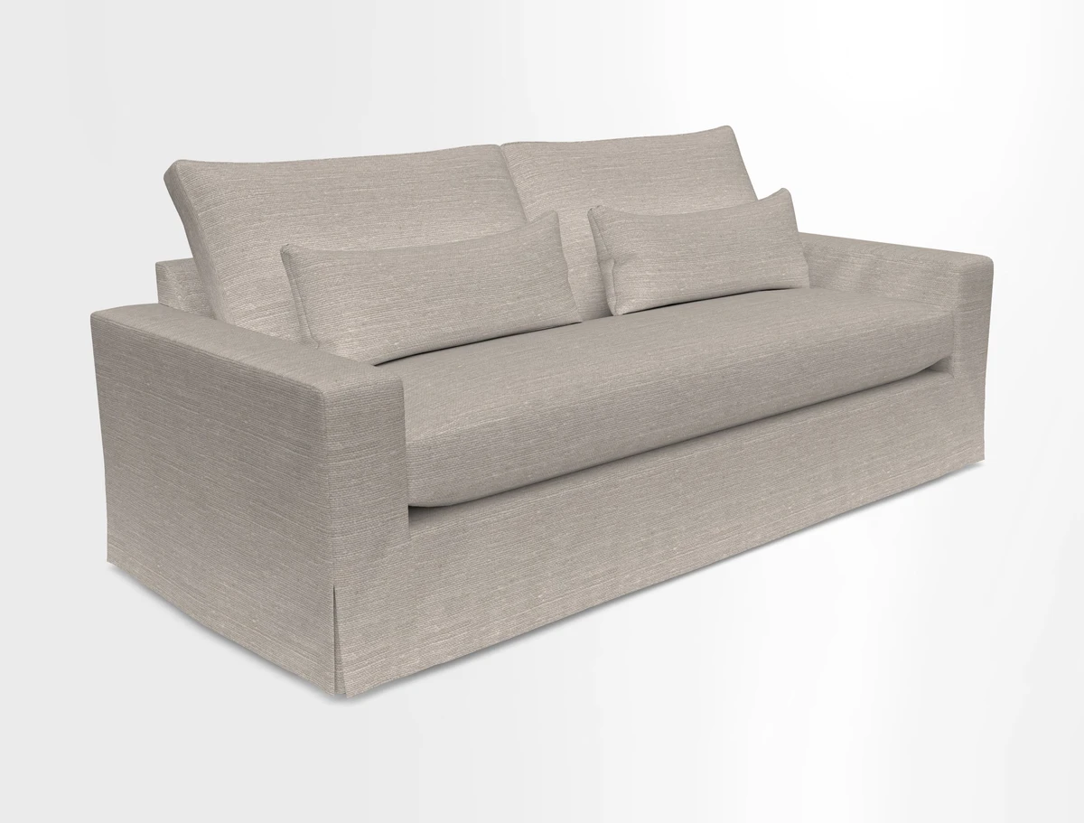 Linear 4 seater sofa in Harpers Bazaar Palette Studio Green with seat cushion in Linwood Romney Wool Forest