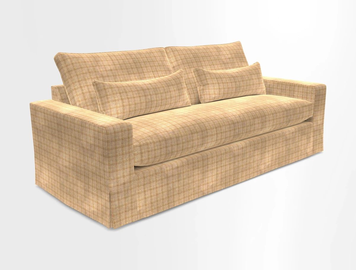 Linear 4 seater sofa in Harpers Bazaar Palette Studio Green with seat cushion in Linwood Romney Wool Forest